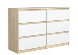 komoda-6-szuflad-120cm-dab-sonoma-front-bialy