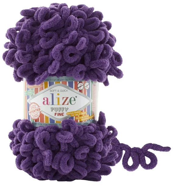 Włóczka Alize Puffy Fine - 44 CIEMNY FIOLET 14,5m/100g 100% Mikropoliester