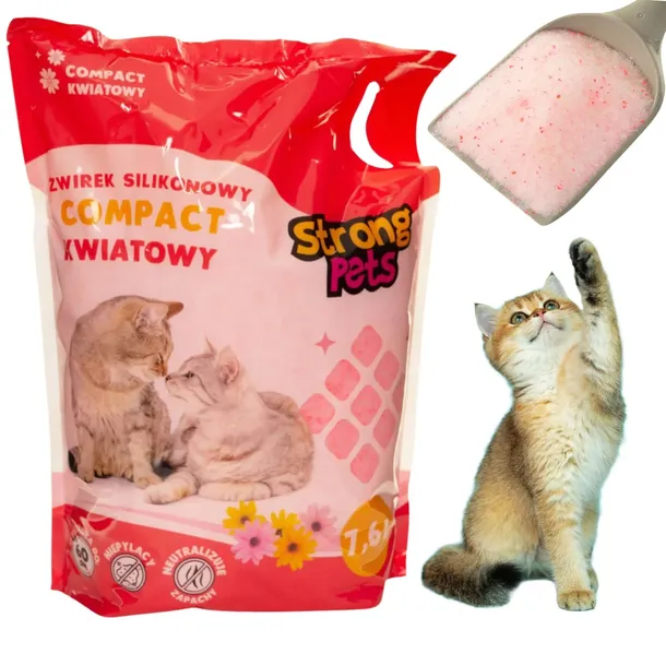 STRONG PETS Żwirek Silikonowy Dla Kota Drobny Compact Kwiatowy 7,6L