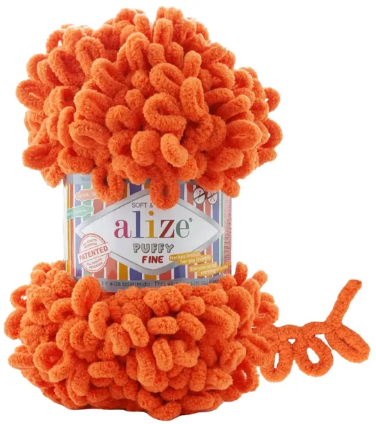 Włóczka Alize Puffy Fine - 06 POMARAŃCZOWY - 14,5m/100g 100% Mikropoliester