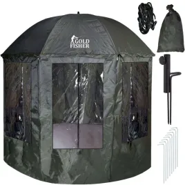 namiot-wedkarski-parasol-regulowany-zielony-na-ryby-wodoodporny-240-cm