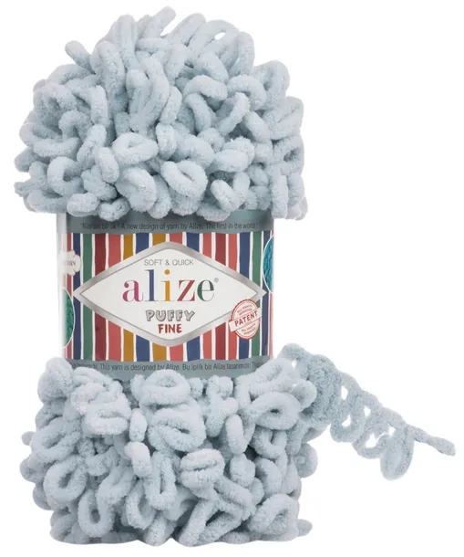 Włóczka Alize Puffy Fine - 500 JASNY SZARY - 14,5m/100g 100% Mikropoliester