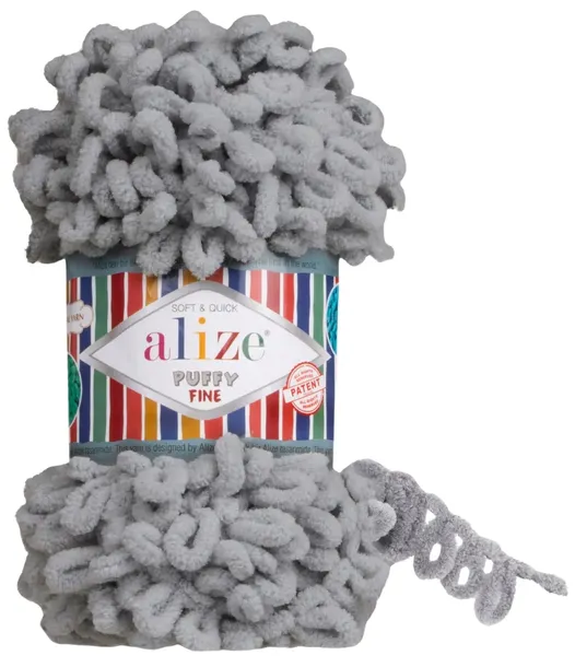 Włóczka Alize Puffy Fine - 343 SZARY - 14,5m/100g 100% Mikropoliester