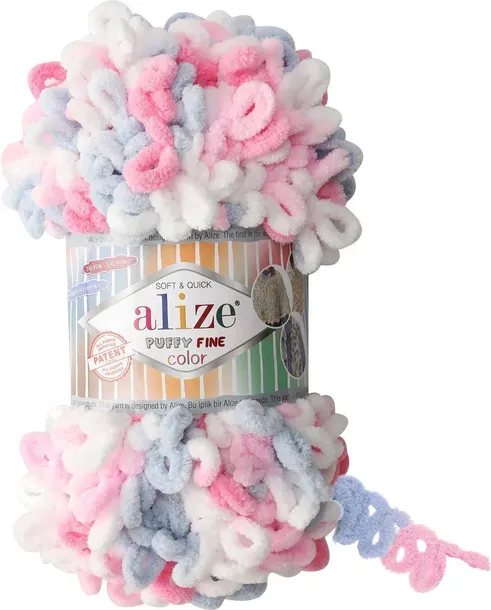 Włóczka Alize Puffy Fine Color 5945 CUKIEREK 14,5m/100g 100% Mikropoliester
