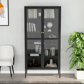 witryna-antracytowa-90x40x180-cm-stal-i-hartowane-szklo