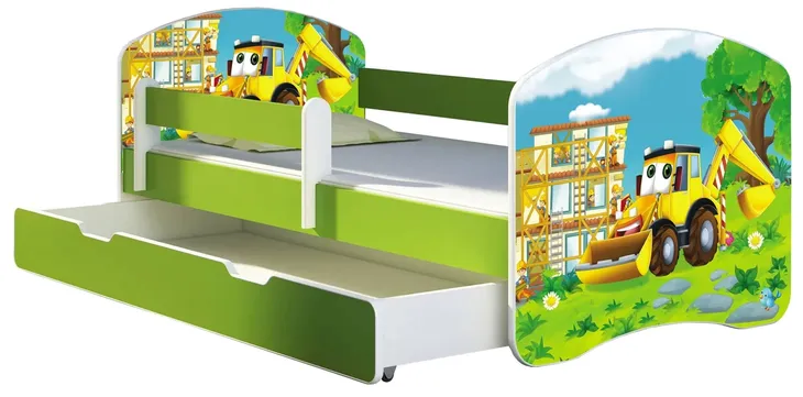 Łóżko dziecięce 140x70 szuflada materac ZIELONE