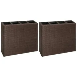 podwyzszone-donice-z-4-wkladami-2-szt-polirattan-brazowe