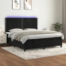 lozko-kontynentalne-z-materacem-i-led-czarny-aksamit-160x200cm-lumarko