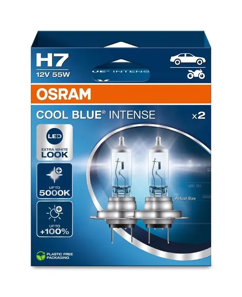Osram H7 Cool Blue Intense Żarówki Samochodowe Chłodne Światło 5000K +100%