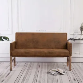 lawka-z-podlokietnikami-140-cm-brazowa-sztuczny-zamsz