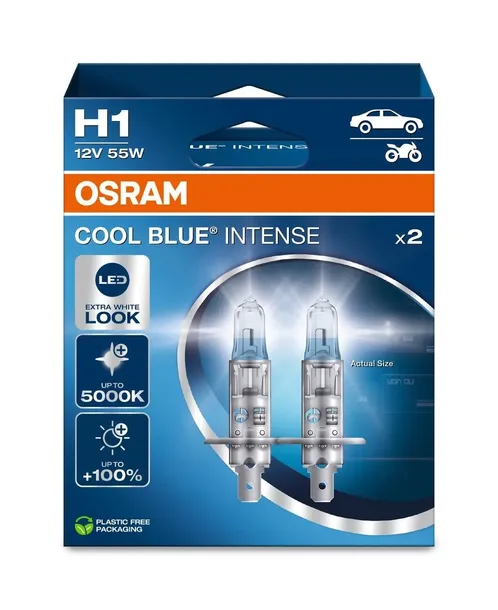 OSRAM H1 COOL BLUE INTENSE Żarówka 12V 55W 5000K +100% Jasności Efekt LED