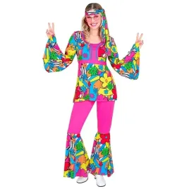 stroj-damski-groovy-rozowy-kwiaty-lata-70-hipiska-xl