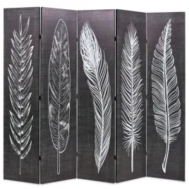 skladany-parawan-200-x-170-cm-motyw-pior-czarno-bialy-lumarko