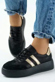 sneakersy-damskie-skorzane-czarno-zlote-sznurowane-41