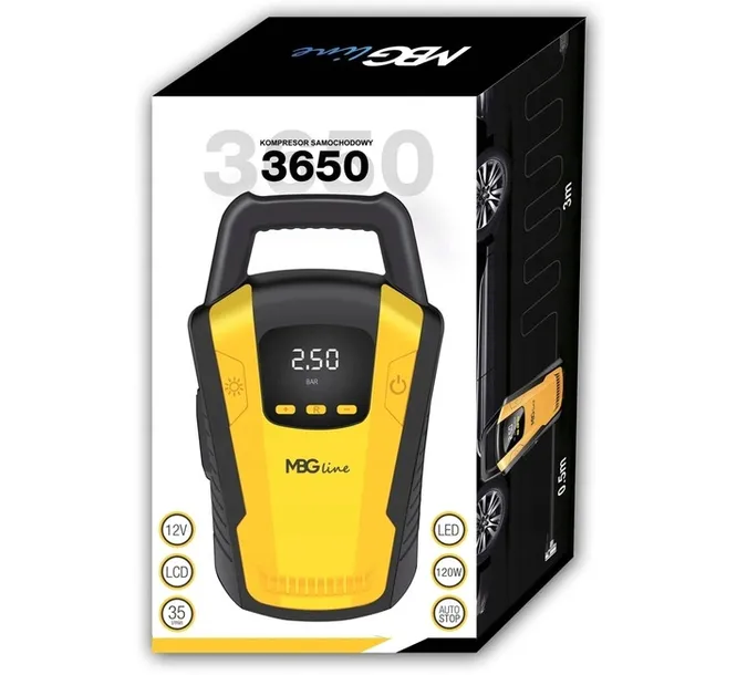 kompresor-samochodowy-sprezarka-120w-12v-led-lcd-mgb-3650-35l-min-marka-mbg-line-stan-opakowania-oryginalne