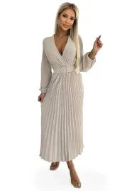 sukienka-damska-wyszczuplajaca-plisowana-z-paskiem-dlugim-rekawem