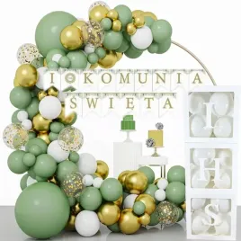 balony-biale-zlote-zielone-zestaw-baner-i-komunia-swieta-pudelka-ozdoby