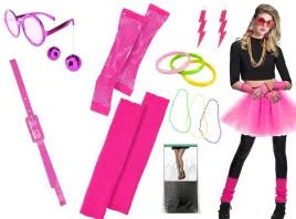 stroj-disco-tutu-rozowe-neon-rekawiczki-ocieplacze-pasek-okulary-kolczyki
