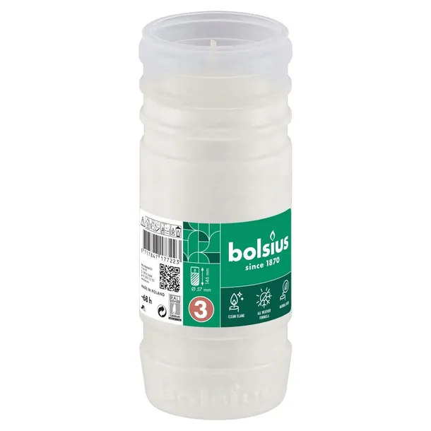 Wkłady parafinowe do zniczy całoroczne 14,5 cm Bolsius RP3 białe 68h 20 szt