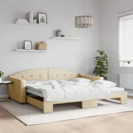 lezanka-rozsuwana-kremowa-100x200-cm-tkanina-lumarko