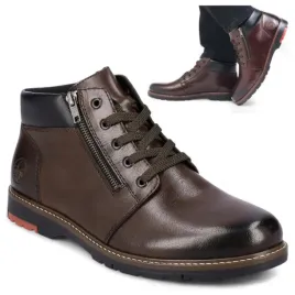 buty-skorzane-meskie-zimowe-ocieplane-welna-44-botki-rieker-trzewiki-braz
