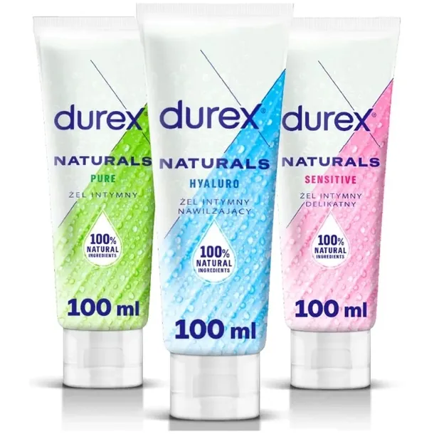 DUREX NATURALS ŻEL intymny lubrykant na bazie wody mix ZESTAW 3x 100ml
