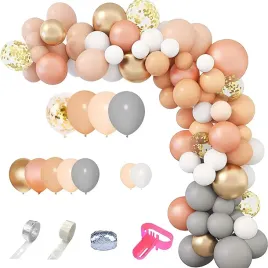 girlanda-balonowa-balony-pomaranczowy-szary-bezowy-130-szt-urodziny