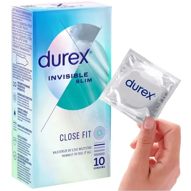 Prezerwatywy Durex Invisible CLOSE FIT cienkie węższe 10 szt. dopasowane