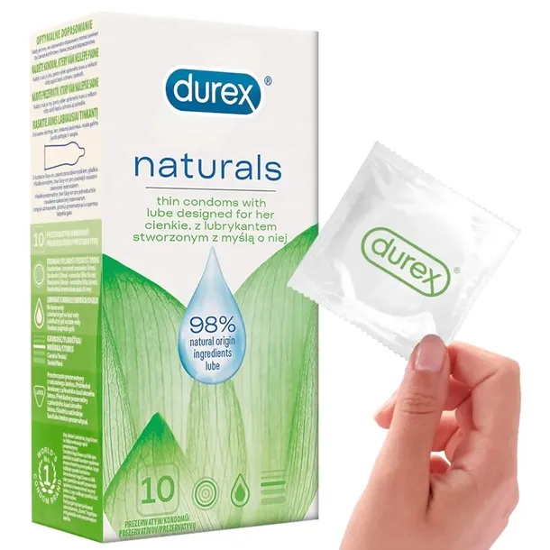 Durex NATURALS prezerwatywy klasyczne nawilżone naturalne 10 szt.