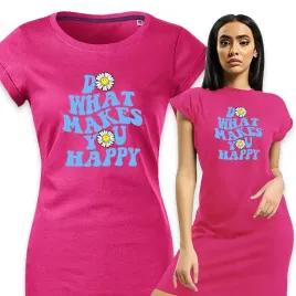 pizama-damska-fuksja-koszula-nocna-na-prezent-what-makes-you-happy-wzory-s