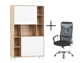 biurko-rozkladane-regal-megan-2-sonoma-bialy-fotel-do-biurka-vire-czarny