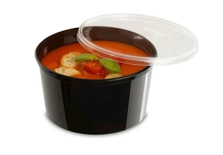 Pojemnik OKRĄGŁY z Wieczkiem 500 ml PP CZARNY na Żywność 50 szt