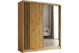 szafa-przesuwna-nela-lustro-dab-artisan-czarne-lamele-200-cm