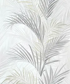 tapeta-5869-01-biala-liscie-palmy-szaro-zlote-brokat