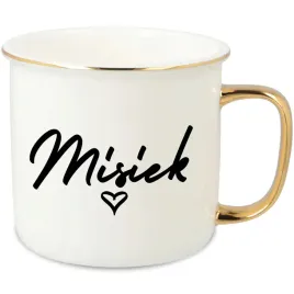 Zdjęcie produktu KUBEK UCHO RANT ZŁOTY PORCELANOWY RETRO PREZENT DLA CHŁOPAKA MISIEK WZORY