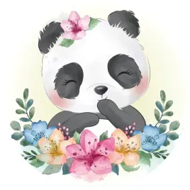 dywanik-dla-dzieci-antyalergiczny-panda-kwiatki-winylowy-okragly-120cm
