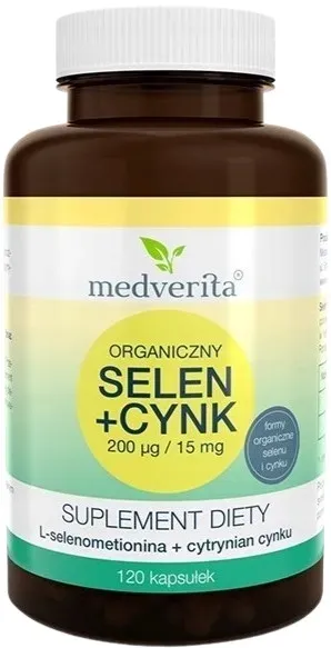 Selen + Cynk 120 kapsułek Medverita Spermatogeneza Zdrowe włosy i paznokcie