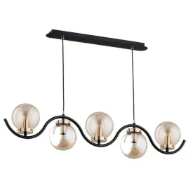 lampa-wiszaca-czarna-szklane-bursztynowe-klosze-do-jadalni-5-pkt-alfa