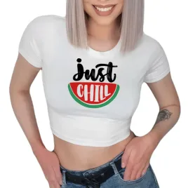 damski-crop-top-biala-krotka-koszulka-just-chill-ciekawe-wzory-rozmiar-l