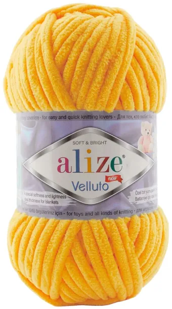 Włóczka Alize Velluto - 216 ŻÓŁTY - 68m/100g 100% Mikropoliester