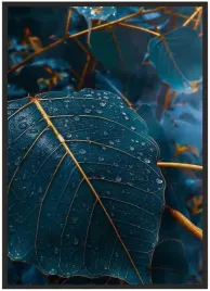 plakat-a3-30x40-w-ramie-liscie-gold-18
