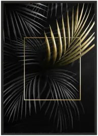 plakat-a3-30x40-w-ramie-liscie-gold-19