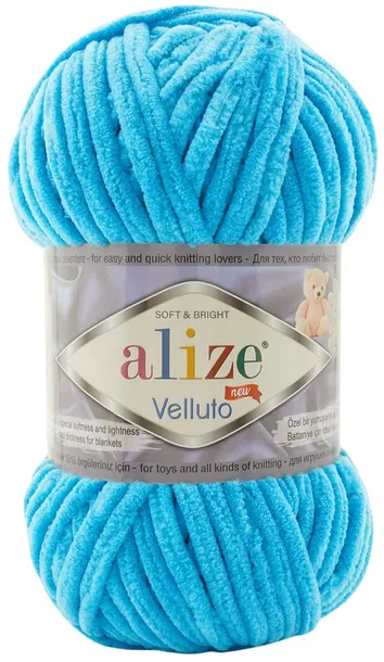 Włóczka Alize Velluto - 16 TURKUSOWY - 68m/100g 100% Mikropoliester