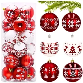 bombki-choinkowe-plastikowe-prl-biale-czerwone-zestaw-zawieszki-dekorowane