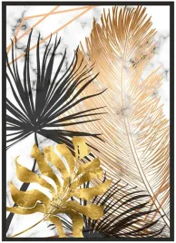plakat-a3-30x40-w-ramie-liscie-gold-05