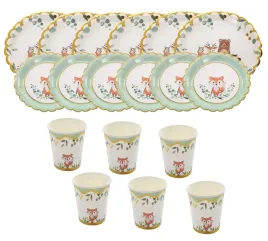 zestaw-naczyn-kubki-talerzyki-18-i-23cm-zwierzatka-lesne-na-6-osob-urodziny