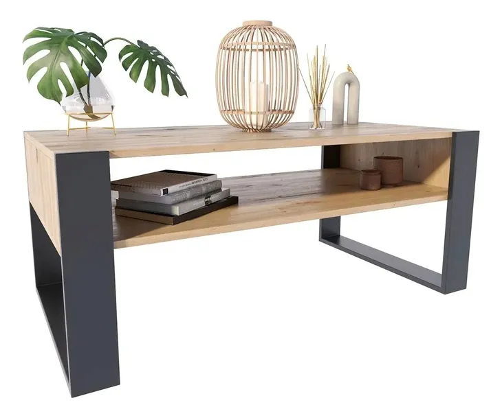 Ława Kaja 120x60 dąb artisan/czarny stolik kawowy do salonu pokoju MK