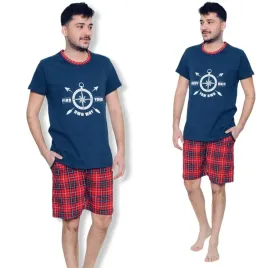 pizama-meska-krotki-rekaw-krotkie-spodenki-bawelna