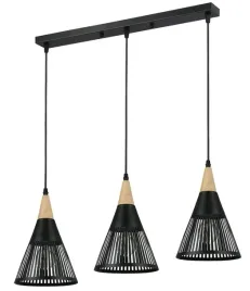 lampa-sufitowa-potrojna-wiszaca-hira-3e27-czarny-stozek-drewno-zwis-siatka