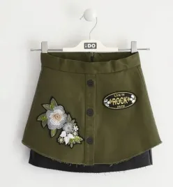 spodniczka-dla-dziewczynki-khaki-z-aplikacja